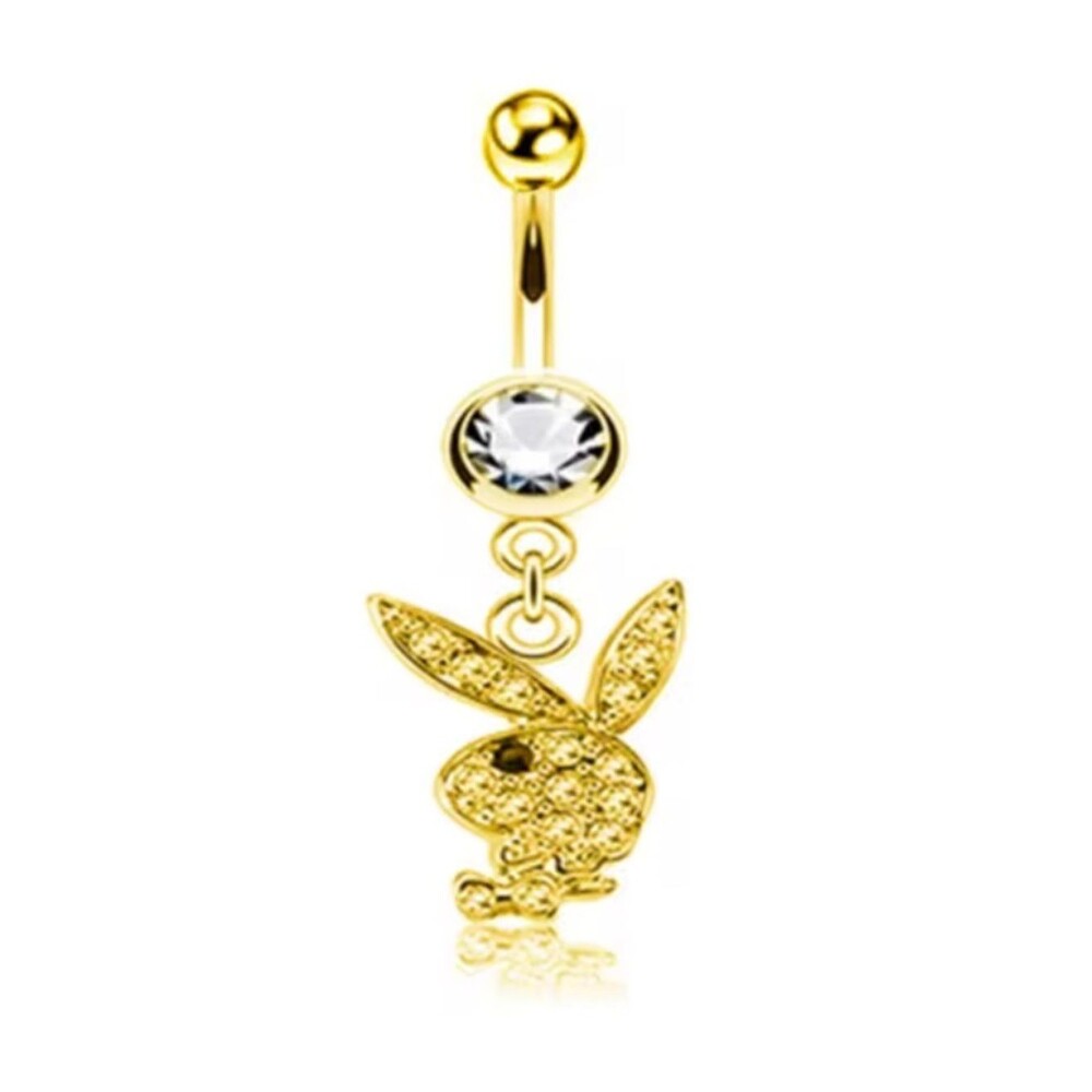 Gold Crystal PLAYBOY Bunny Belly Ring – Women’s Navel Jewelry